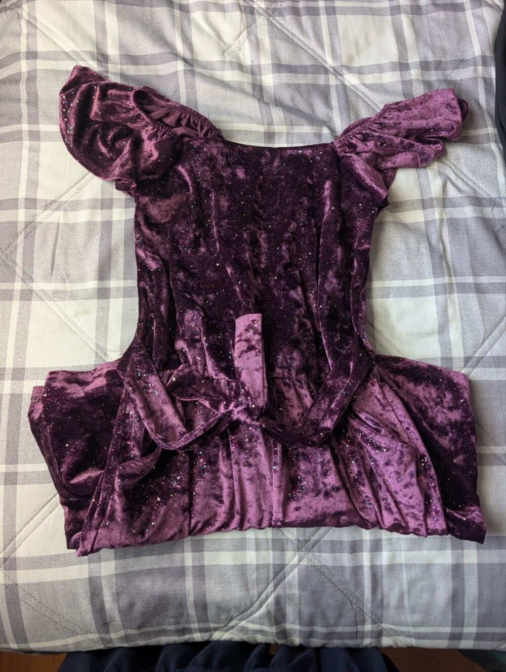 Justice Velvet Off-Shoulder Top in Deep Plum